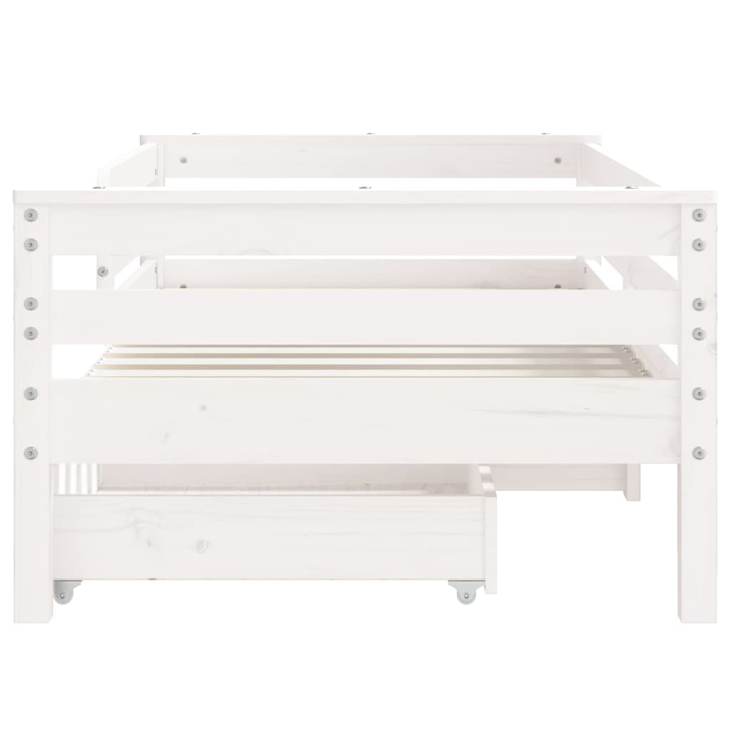 sengeramme til juniorseng m. skuffer 70x140 cm massivt fyr hvid