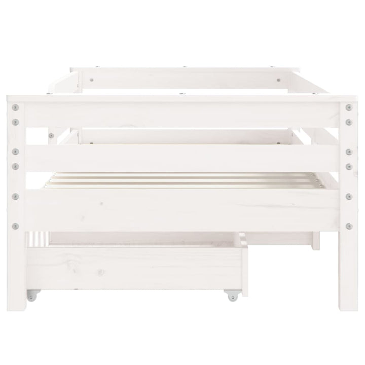 sengeramme til juniorseng m. skuffer 70x140 cm massivt fyr hvid
