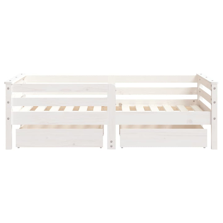 sengeramme til juniorseng m. skuffer 70x140 cm massivt fyr hvid