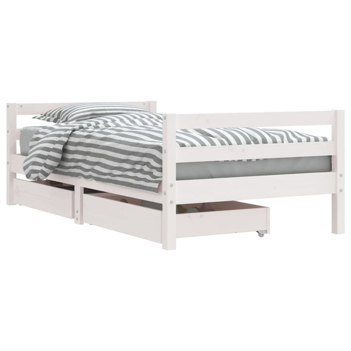 sengeramme til juniorseng m. skuffer 80x160 cm massivt fyr hvid