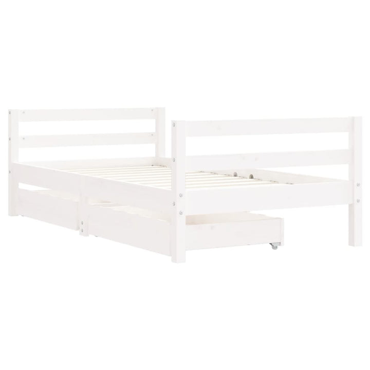sengeramme til juniorseng m. skuffer 80x160 cm massivt fyr hvid