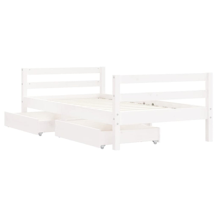 sengeramme til juniorseng m. skuffer 80x160 cm massivt fyr hvid