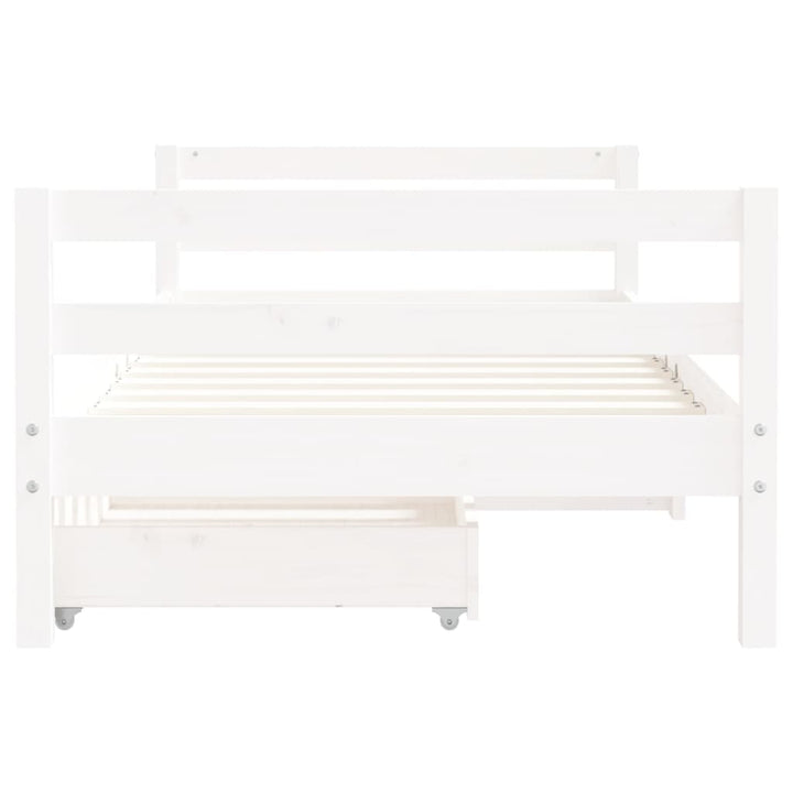 sengeramme til juniorseng m. skuffer 80x160 cm massivt fyr hvid