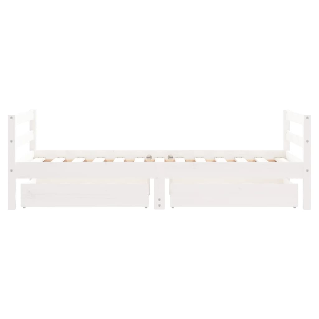 sengeramme til juniorseng m. skuffer 80x160 cm massivt fyr hvid