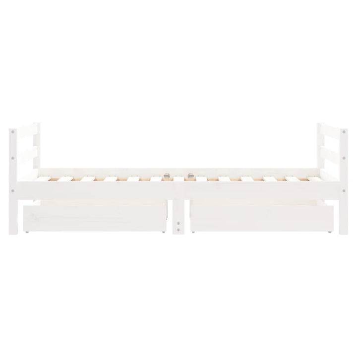 sengeramme til juniorseng m. skuffer 80x160 cm massivt fyr hvid