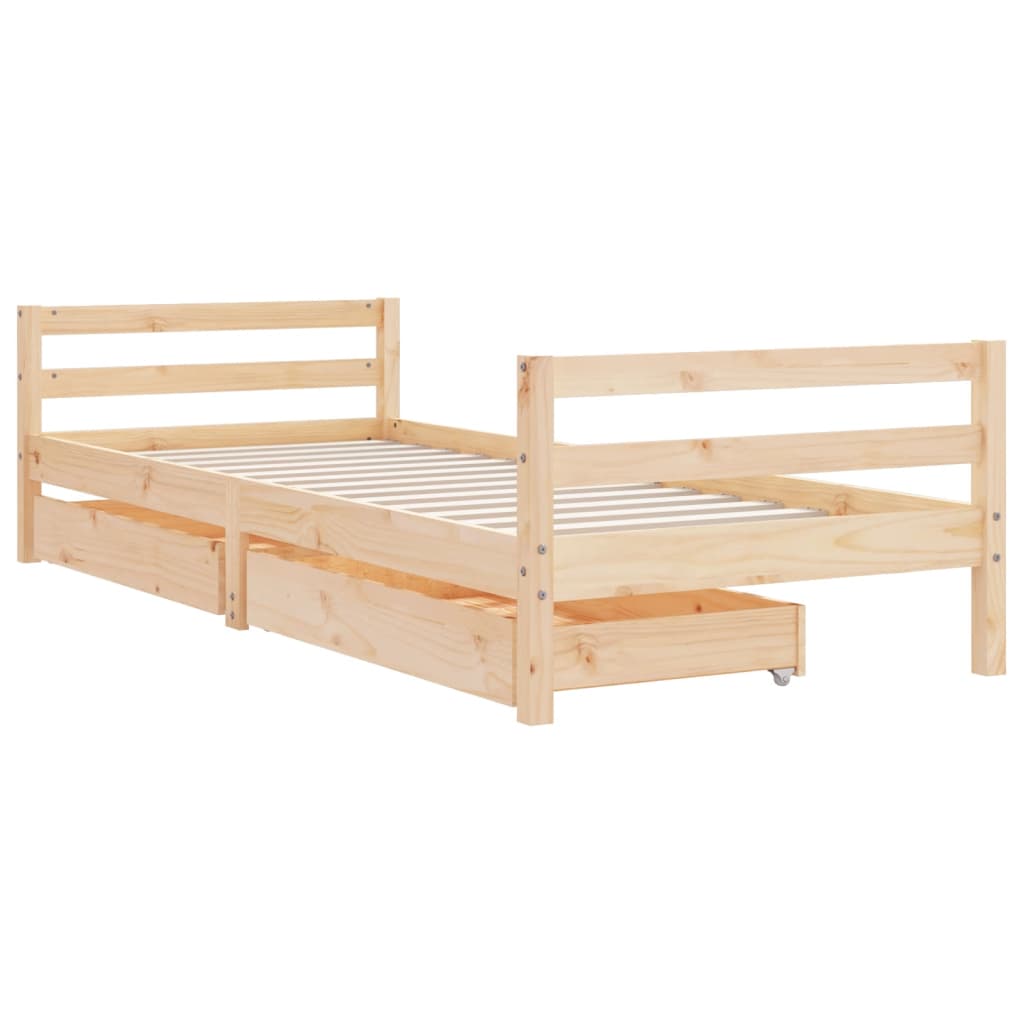 sengeramme til juniorseng m. skuffer 90x190 cm massivt fyr