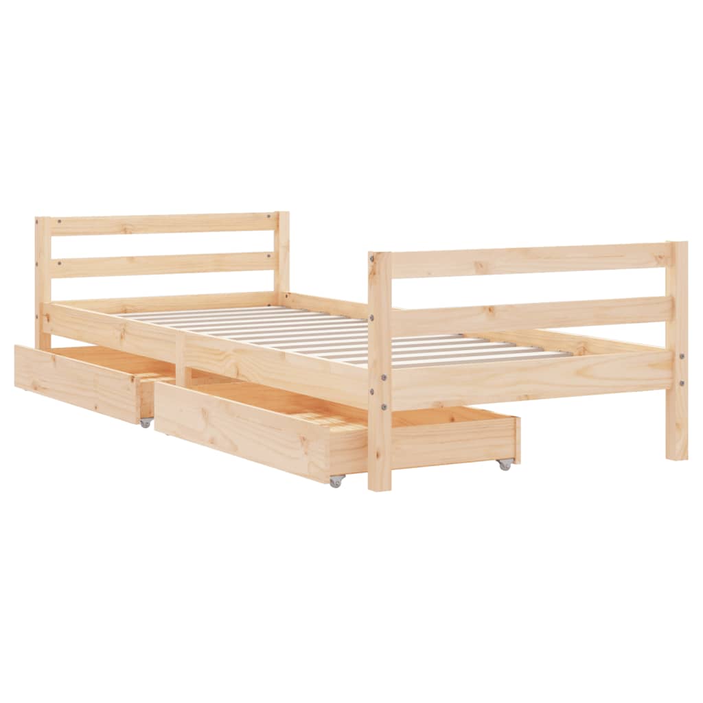sengeramme til juniorseng m. skuffer 90x190 cm massivt fyr