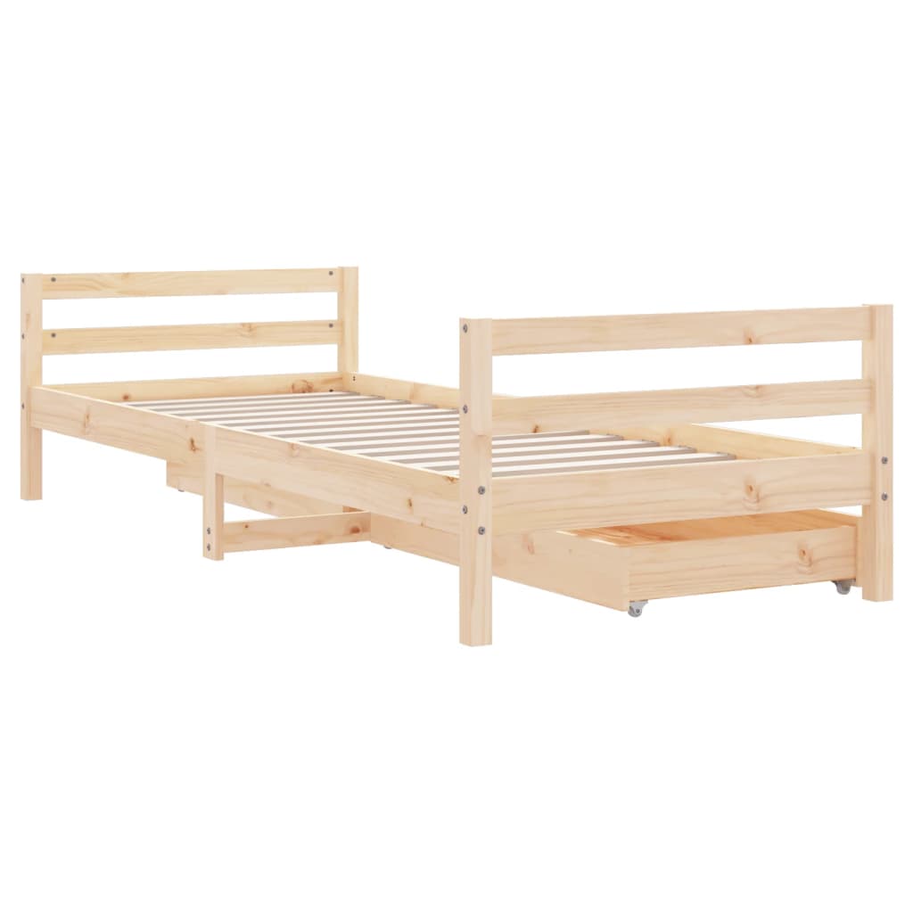 sengeramme til juniorseng m. skuffer 90x190 cm massivt fyr
