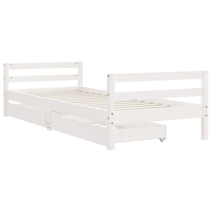 sengeramme til juniorseng m. skuffer 90x190 cm massivt fyr hvid