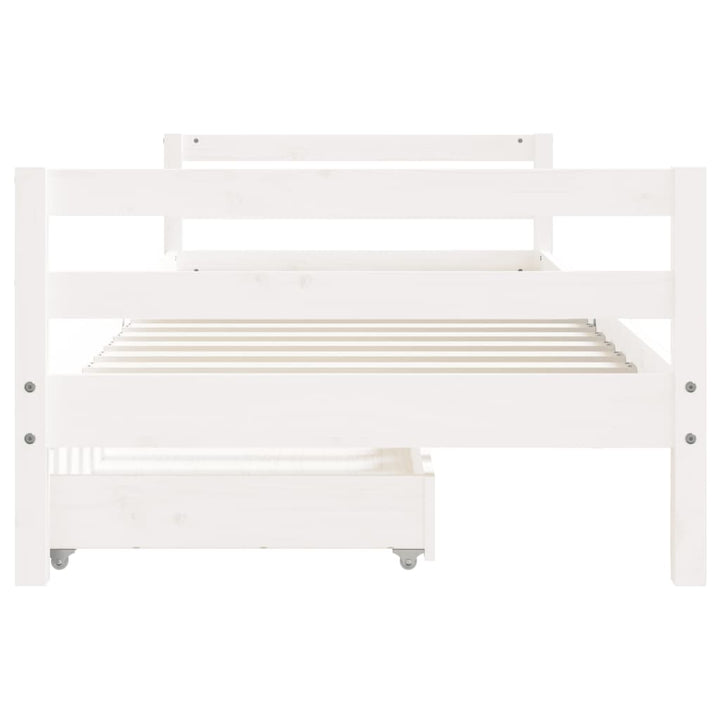 sengeramme til juniorseng m. skuffer 90x190 cm massivt fyr hvid