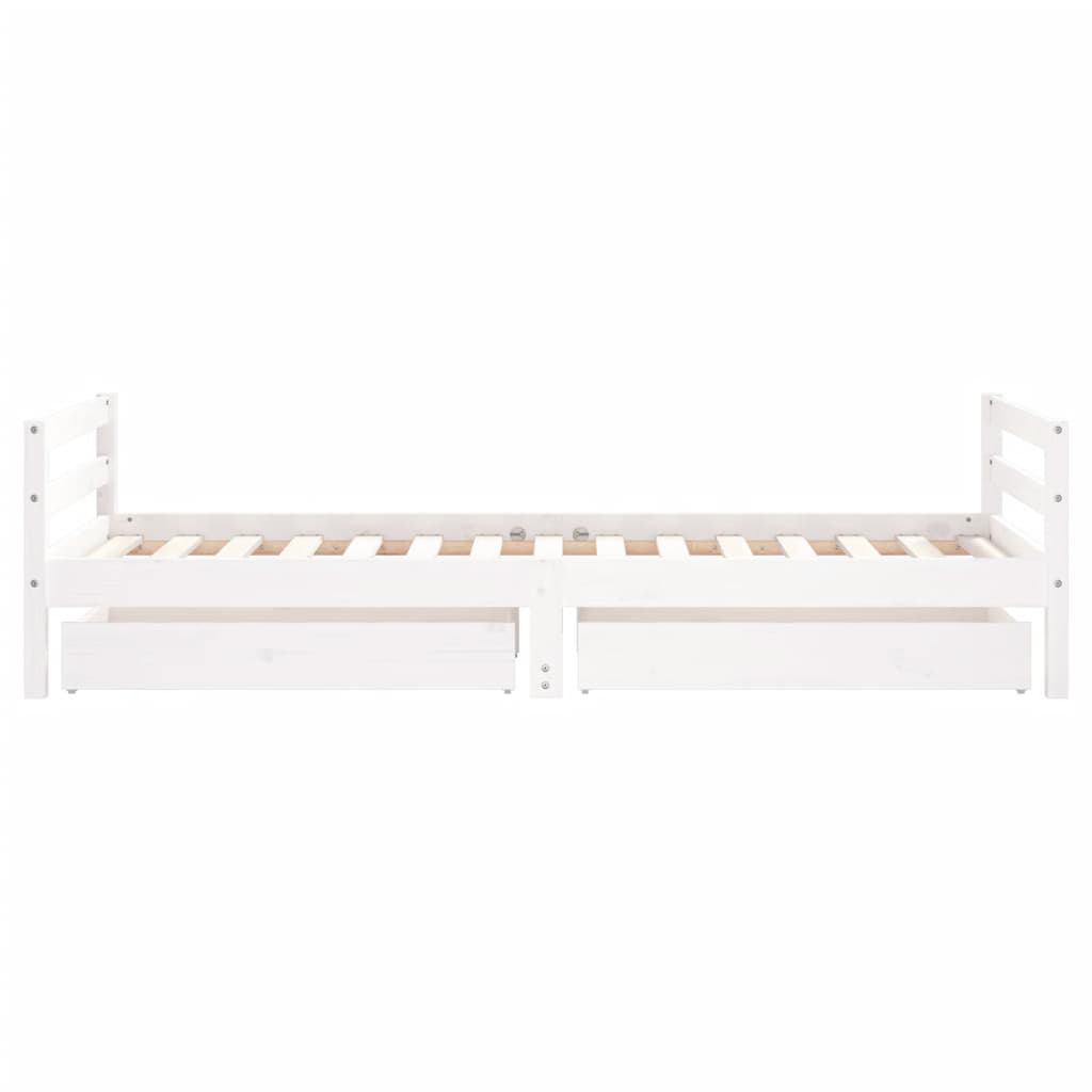 sengeramme til juniorseng m. skuffer 90x190 cm massivt fyr hvid