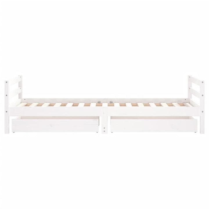 sengeramme til juniorseng m. skuffer 90x190 cm massivt fyr hvid