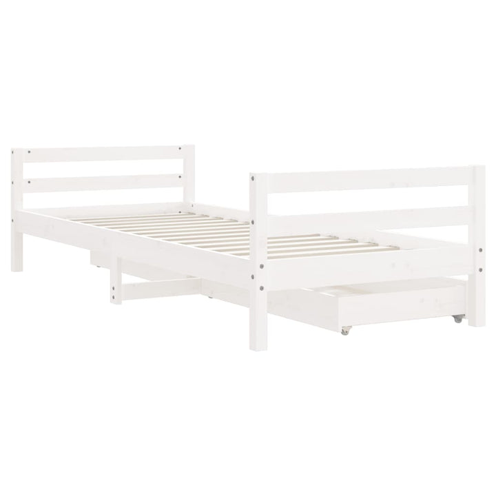 sengeramme til juniorseng m. skuffer 90x190 cm massivt fyr hvid