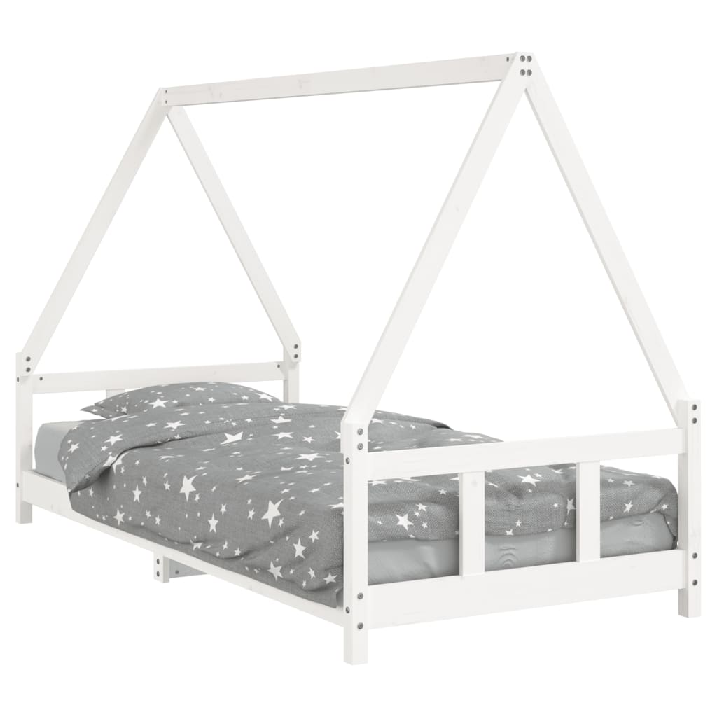 sengeramme til juniorseng 90x200 cm massivt fyrretræ hvid
