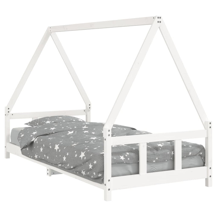 sengeramme til juniorseng 90x200 cm massivt fyrretræ hvid