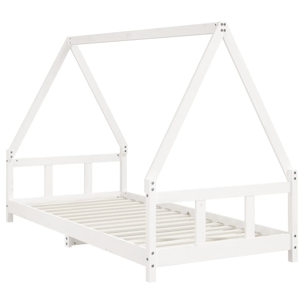 sengeramme til juniorseng 90x200 cm massivt fyrretræ hvid