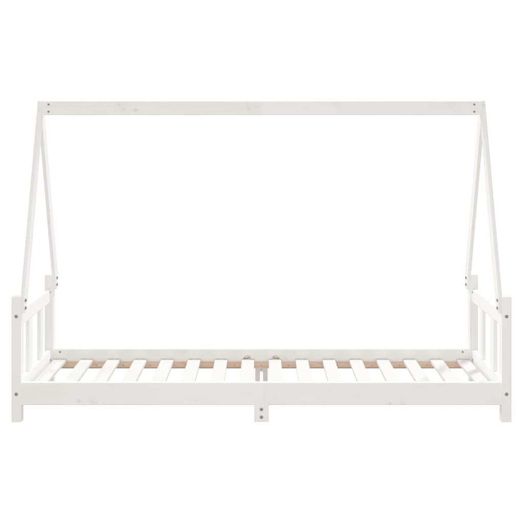 sengeramme til juniorseng 90x200 cm massivt fyrretræ hvid