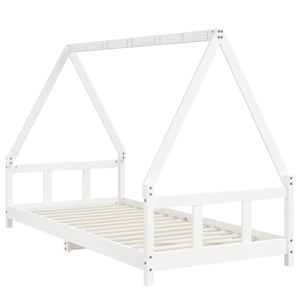 sengeramme til juniorseng 90x200 cm massivt fyrretræ hvid