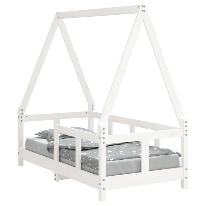 sengeramme til juniorseng 70x140 cm massivt fyrretræ hvid