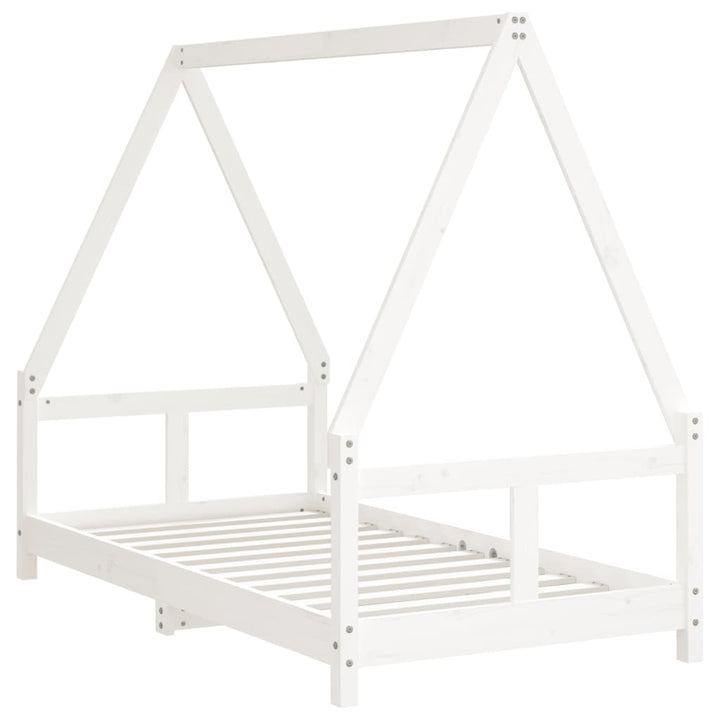sengeramme til juniorseng 80x160 cm massivt fyrretræ hvid