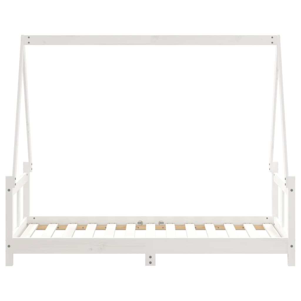 sengeramme til juniorseng 80x160 cm massivt fyrretræ hvid
