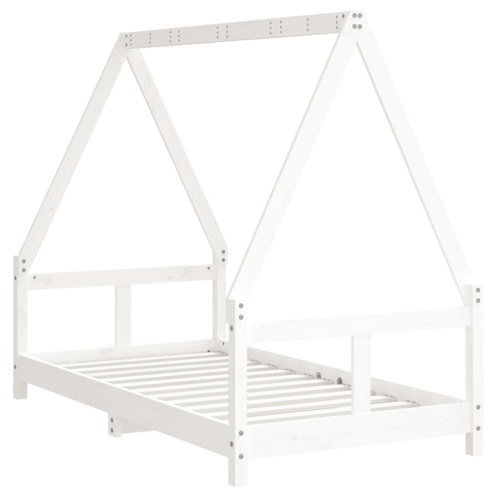 sengeramme til juniorseng 80x160 cm massivt fyrretræ hvid