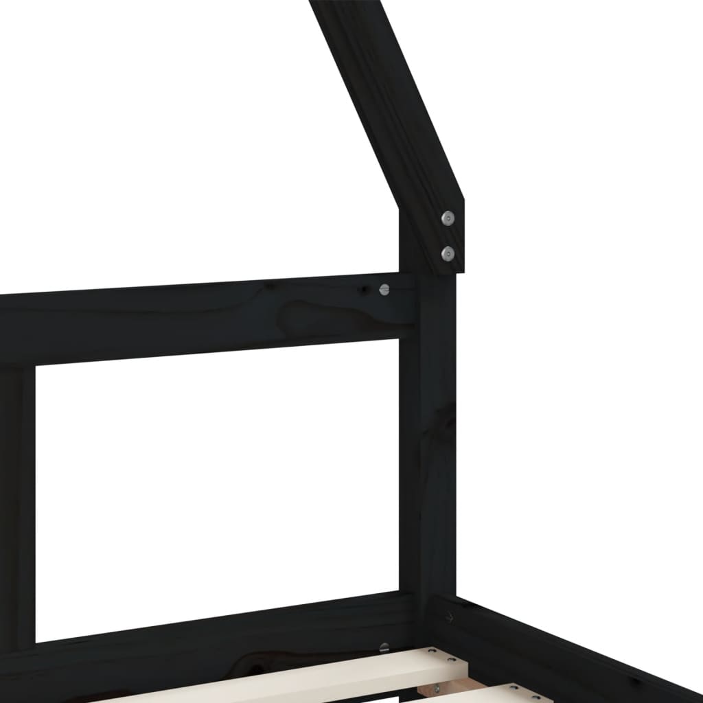 sengeramme til juniorseng 80x160 cm massivt fyrretræ sort
