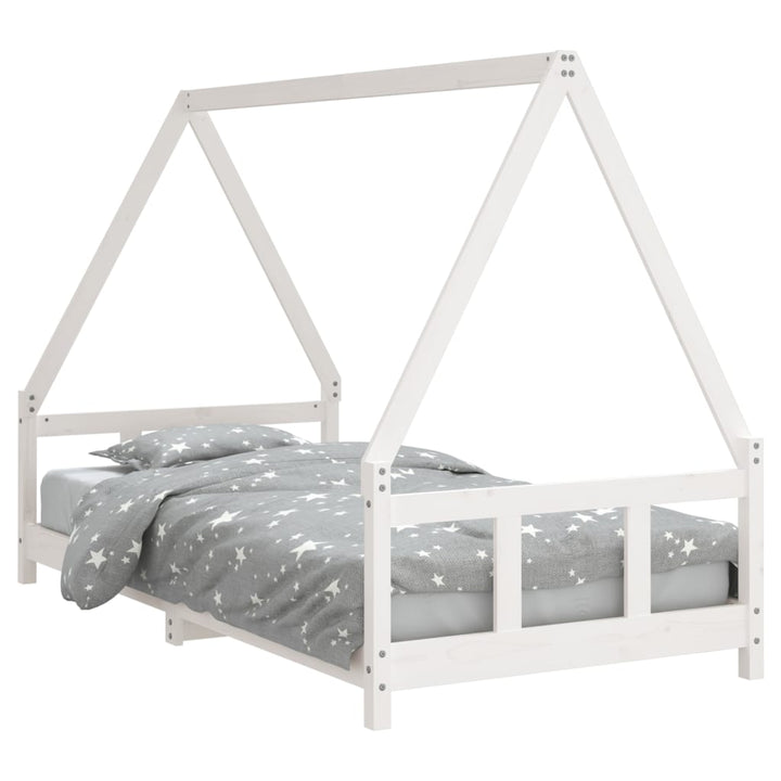 sengeramme til juniorseng 90x190 cm massivt fyrretræ hvid