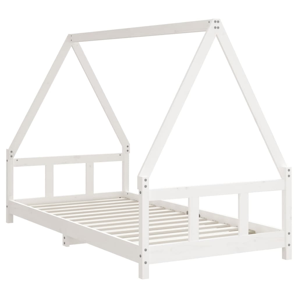 sengeramme til juniorseng 90x190 cm massivt fyrretræ hvid