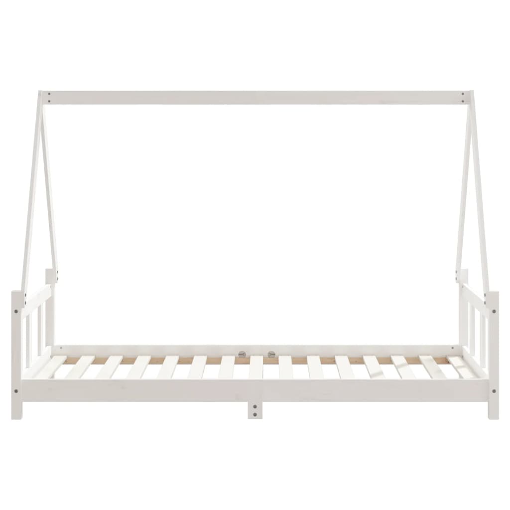 sengeramme til juniorseng 90x190 cm massivt fyrretræ hvid