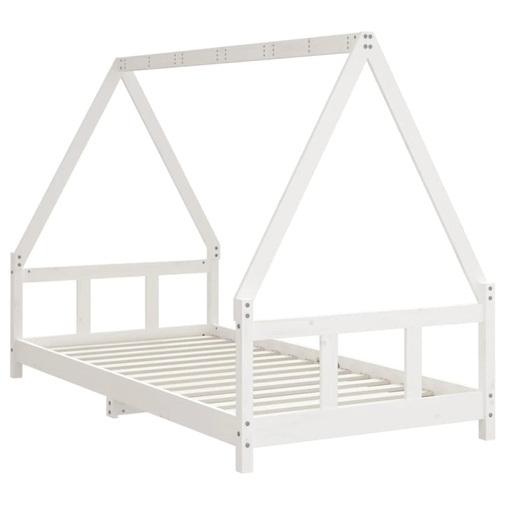 sengeramme til juniorseng 90x190 cm massivt fyrretræ hvid