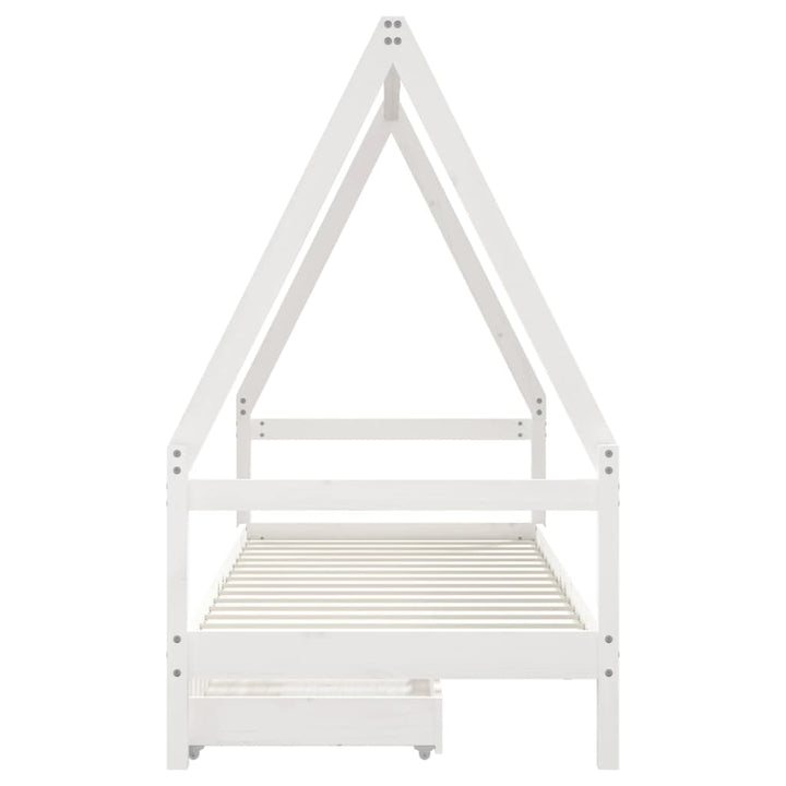 sengeramme til juniorseng m. skuffer 80x200 cm massivt fyr hvid