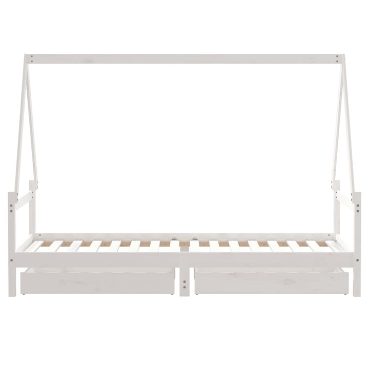 sengeramme til juniorseng m. skuffer 80x200 cm massivt fyr hvid