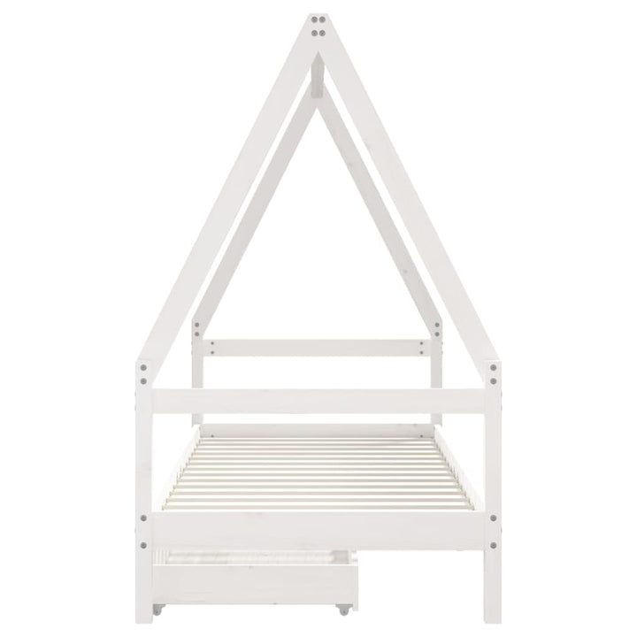 sengeramme til juniorseng m. skuffer 90x200 cm massivt fyr hvid