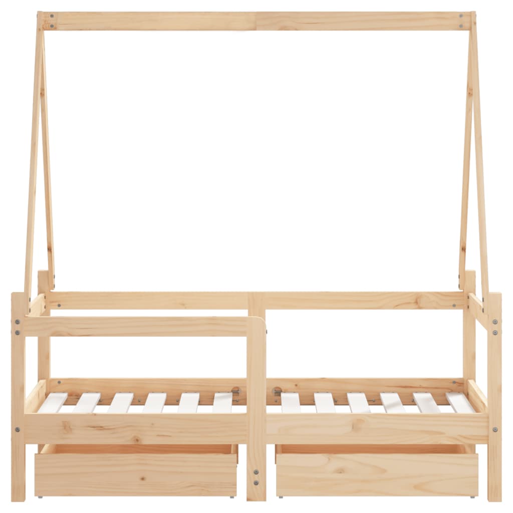 sengeramme til juniorseng m. skuffer 70x140 cm massivt fyr