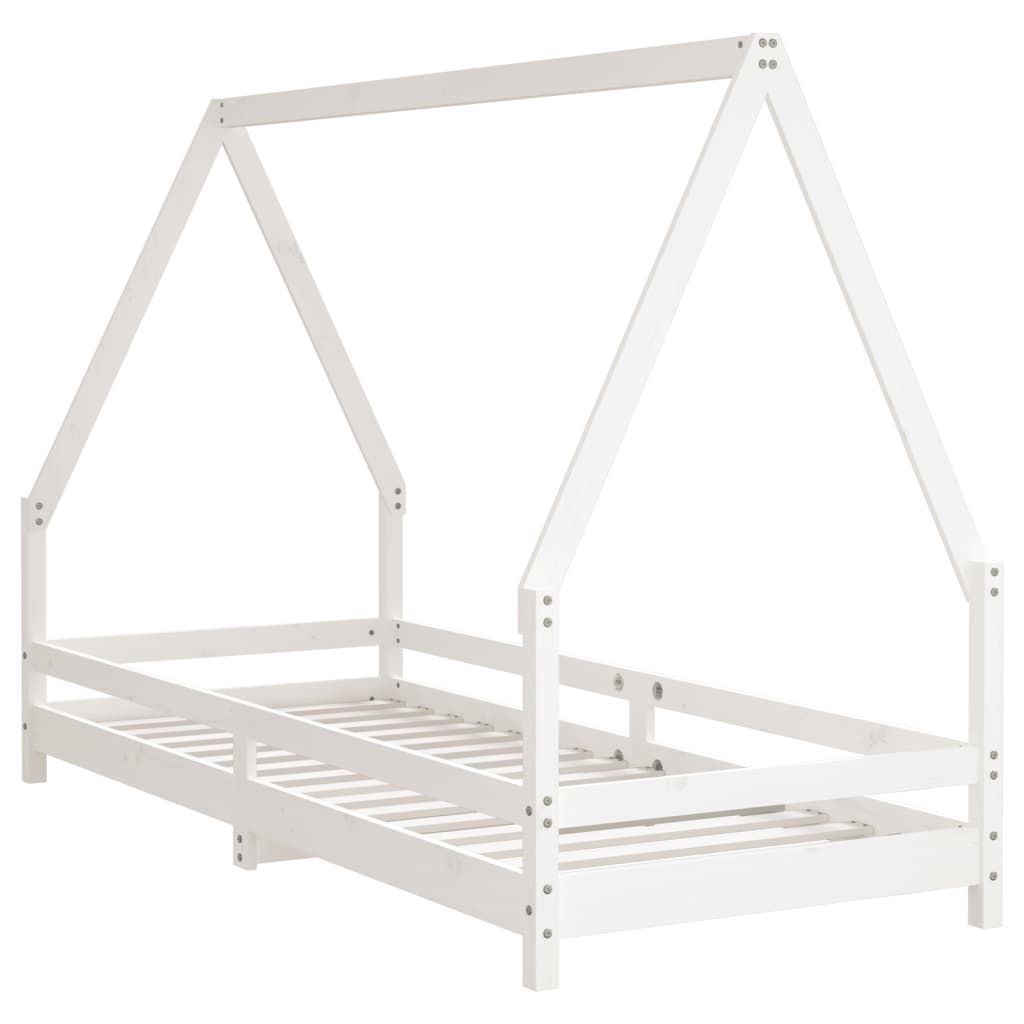 sengeramme til juniorseng 90x200 cm massivt fyrretræ hvid