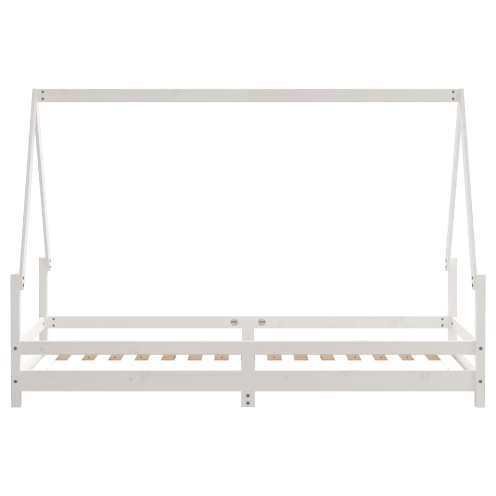 sengeramme til juniorseng 90x200 cm massivt fyrretræ hvid