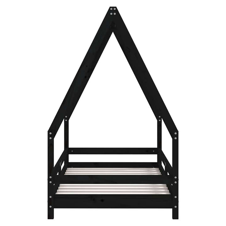 sengeramme til juniorseng 80x160 cm massivt fyrretræ sort