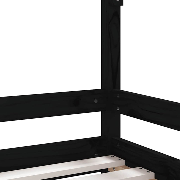 sengeramme til juniorseng 80x160 cm massivt fyrretræ sort