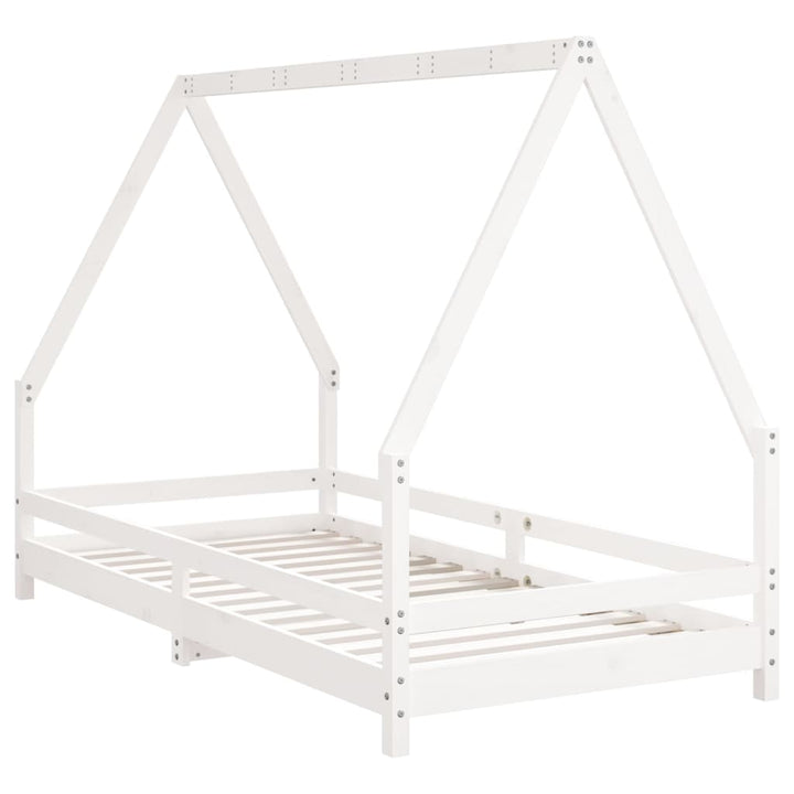 sengeramme til juniorseng 90x190 cm massivt fyrretræ hvid