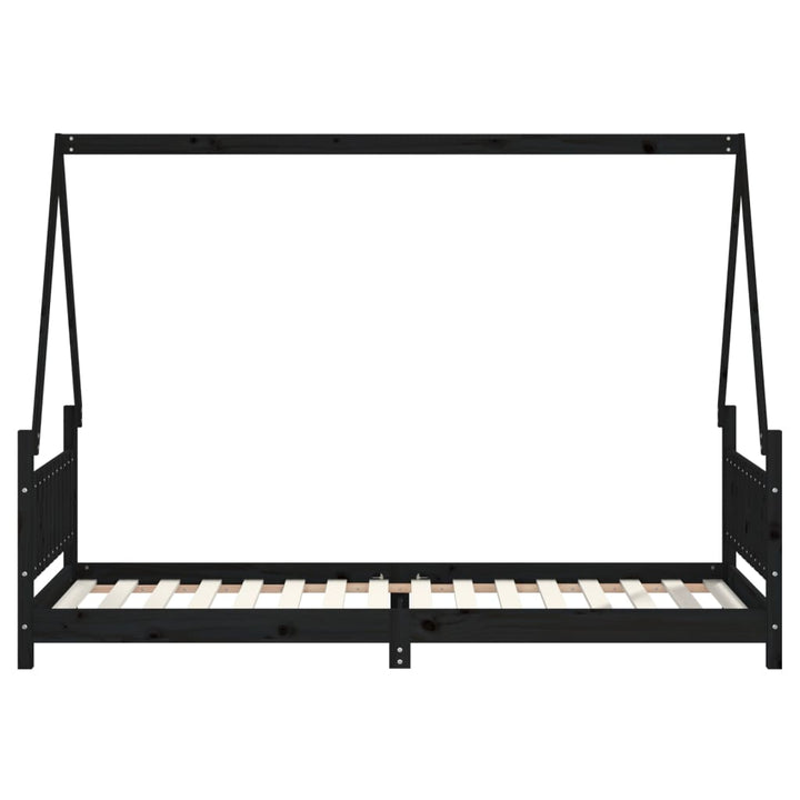 sengeramme til juniorseng 80x200 cm massivt fyrretræ sort