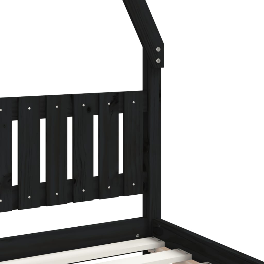 sengeramme til juniorseng 80x200 cm massivt fyrretræ sort
