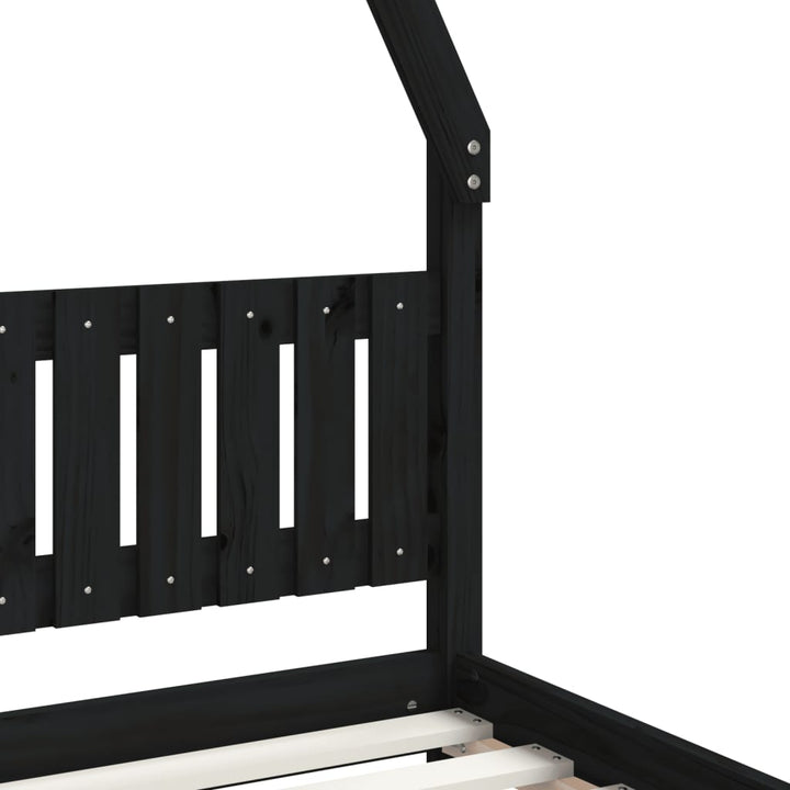 sengeramme til juniorseng 80x200 cm massivt fyrretræ sort
