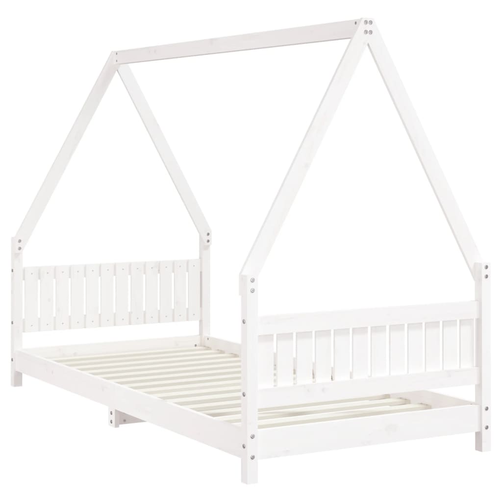sengeramme til juniorseng 90x200 cm massivt fyrretræ hvid