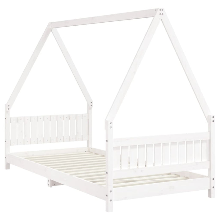 sengeramme til juniorseng 90x200 cm massivt fyrretræ hvid