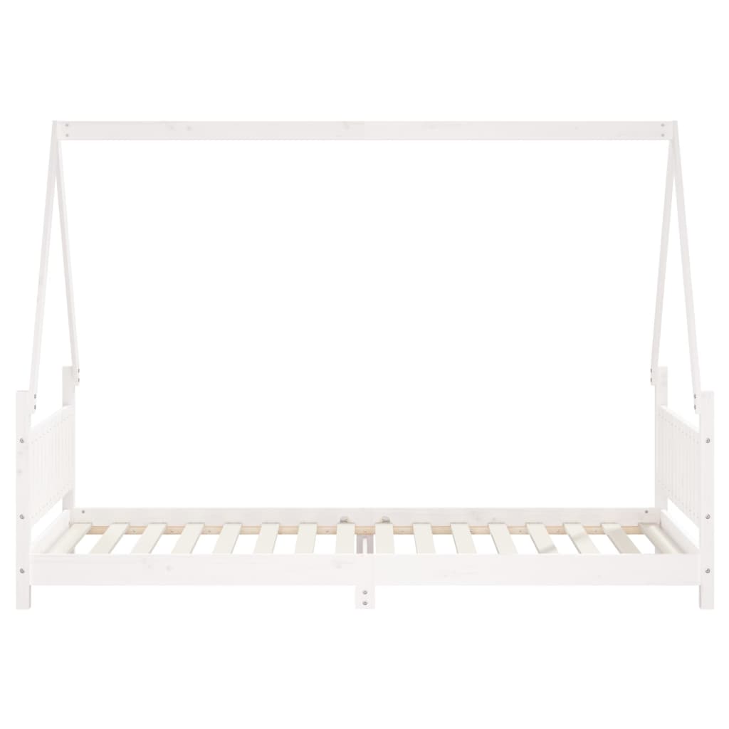 sengeramme til juniorseng 90x200 cm massivt fyrretræ hvid