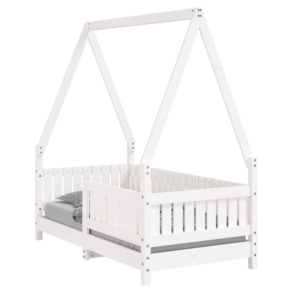 sengeramme til juniorseng 70x140 cm massivt fyrretræ hvid
