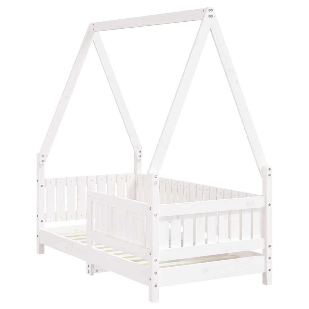 sengeramme til juniorseng 70x140 cm massivt fyrretræ hvid
