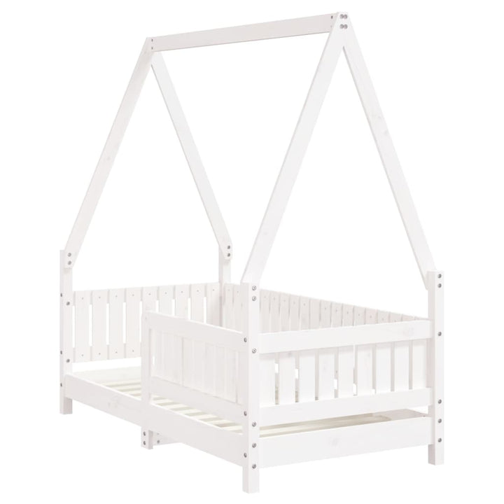 sengeramme til juniorseng 70x140 cm massivt fyrretræ hvid