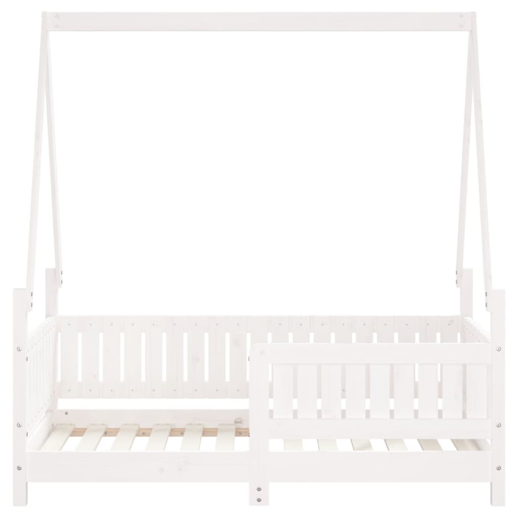 sengeramme til juniorseng 70x140 cm massivt fyrretræ hvid